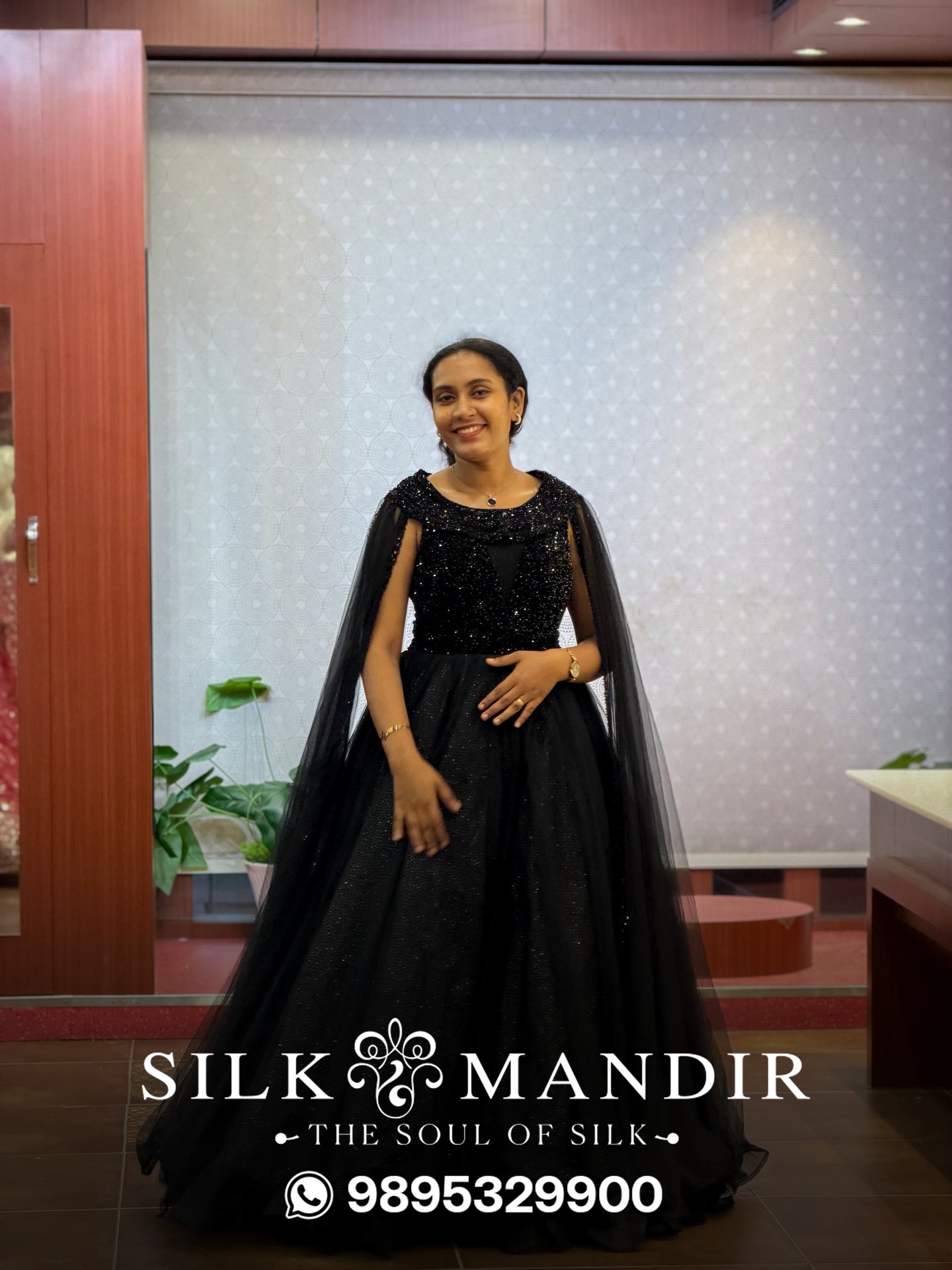 Bride in black tulle ball gown